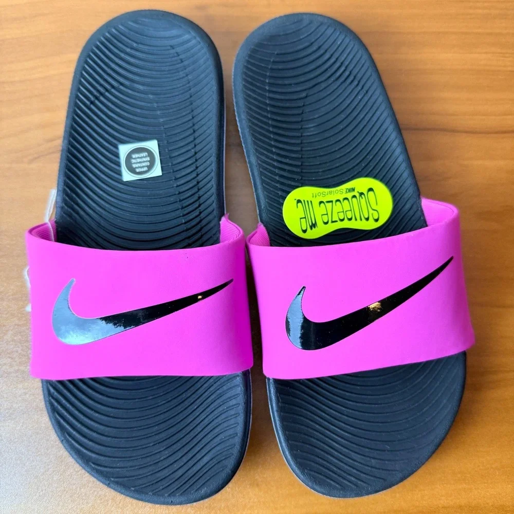 Nike Kawa Slide GS PS Kids‎ Sandals Laser Fuchsia Black FJ2250-600 Size 2Y NEW